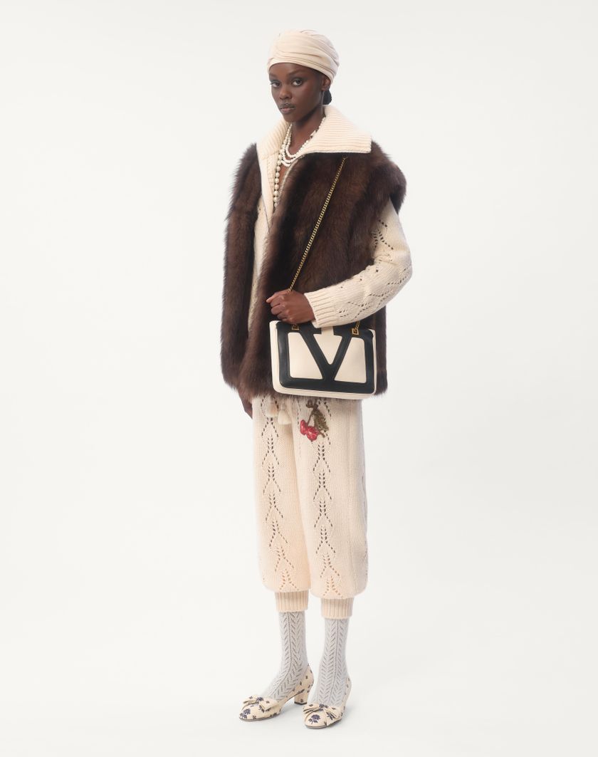 Valentino Handbags Gilet In Shearling per Donna in Marrone | Valentino IT Vendita Economica