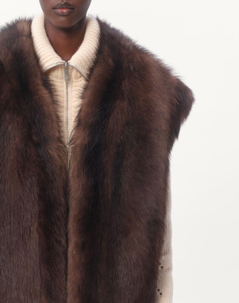 Valentino Handbags Gilet In Shearling per Donna in Marrone | Valentino IT Vendita Economica