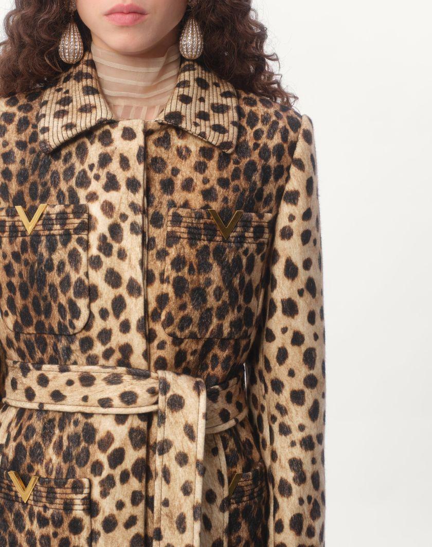 Valentino Handbags Cappotto In Panno Stampato Giaguaro Spots per Donna in Animalier | Valentino IT Saldi Di Fabbrica