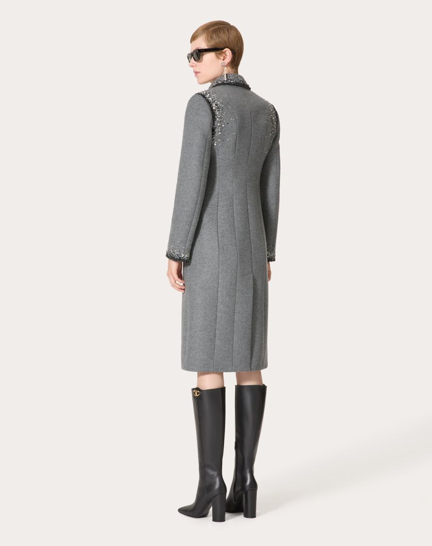 Valentino Handbags Cappotto In Lana Ricamato per Donna in Grigio/silver | Valentino IT In Saldo