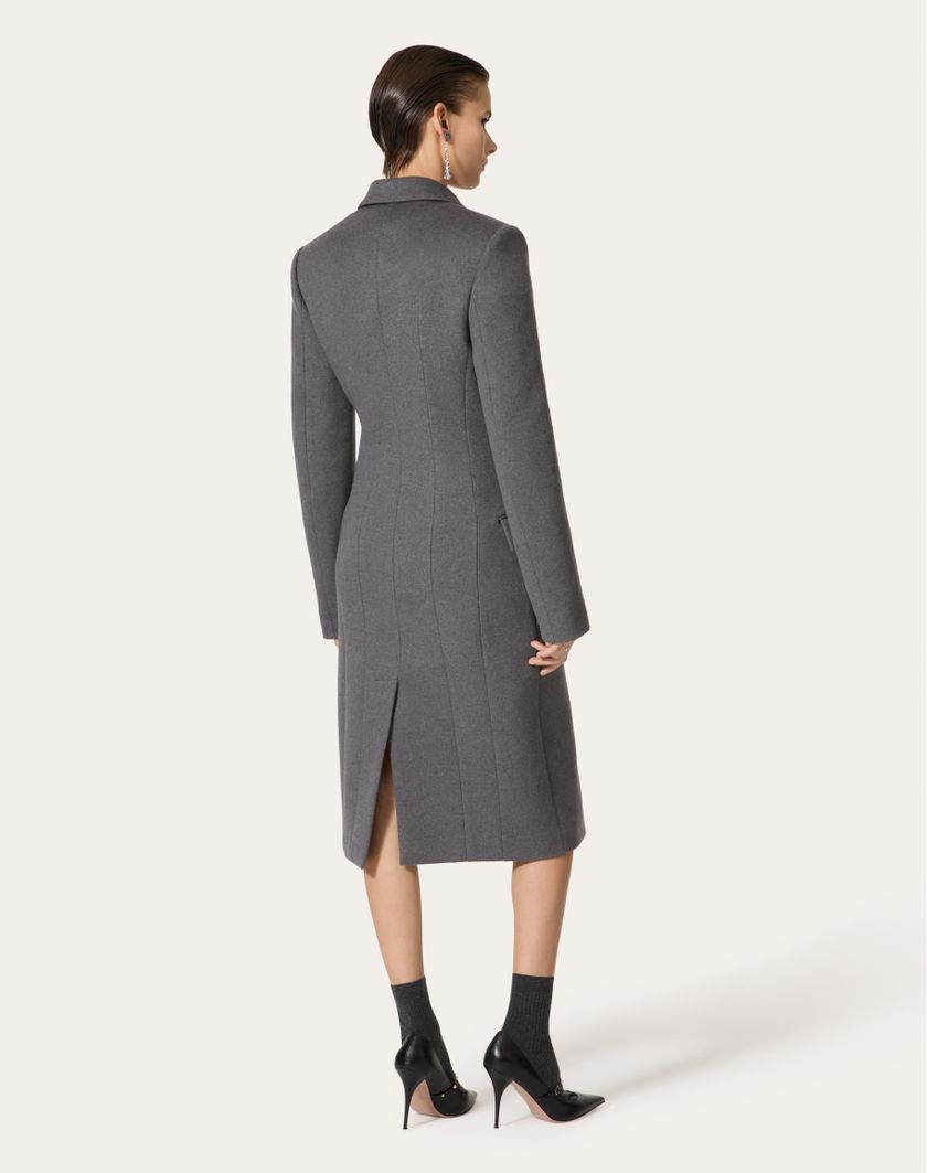 Valentino Handbags Cappotto In Compact Drap per Donna in Grigio Scuro | Valentino IT Nuova