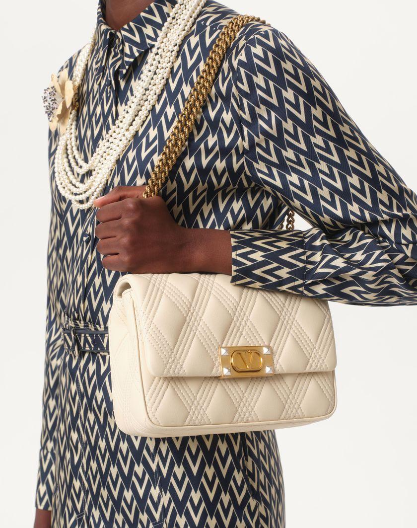 Valentino Handbags Camicia In Twill Toute La V per Donna in Nero/avorio | Valentino IT Qualità