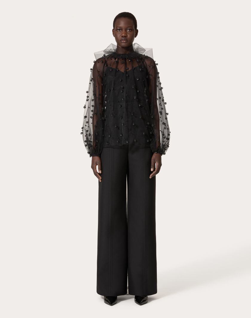 Valentino Handbags Top In Tulle Illusione Ricamata per Donna in Nero | Valentino IT Spedizione Gratuita
