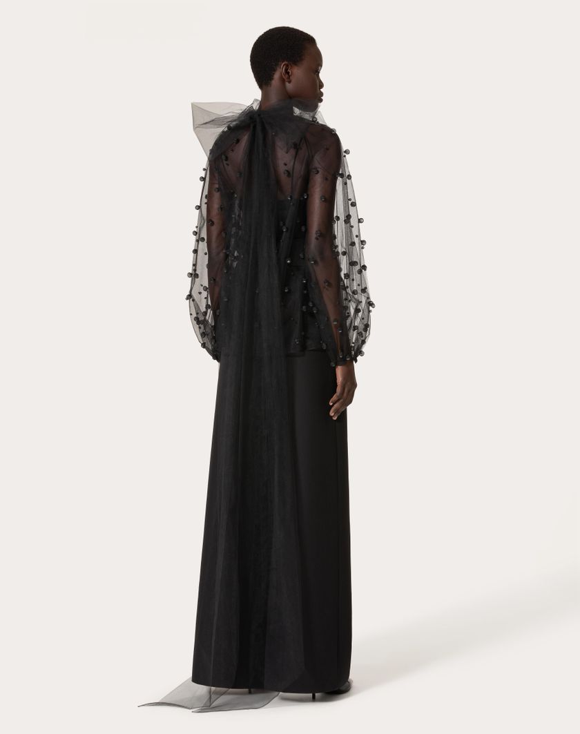 Valentino Handbags Top In Tulle Illusione Ricamata per Donna in Nero | Valentino IT Spedizione Gratuita