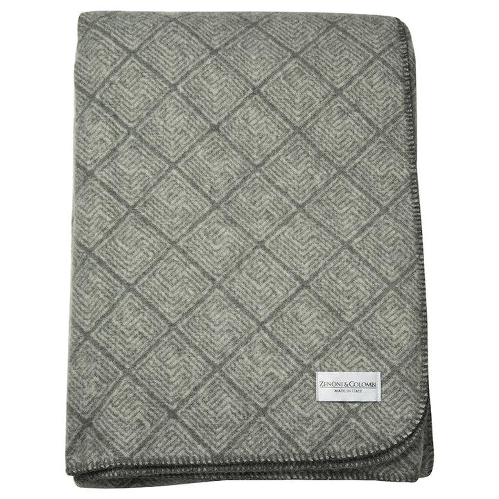 Zenoni & ColombiCoperta misto Lana Damier con disegno Jacquard Grigio Offerta temporanea