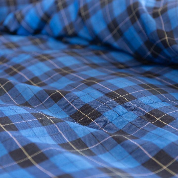 Zenoni & ColombiCopripiumino Oxford Blu in 100% Raso di Cotone Stampato Fantasia Tartan con Federe Sconto
