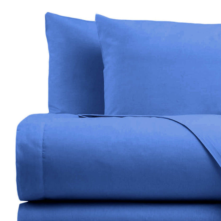 Zenoni & ColombiCompleto Lenzuola in 100% cotone alta qualità Blu Royal Grande vendita