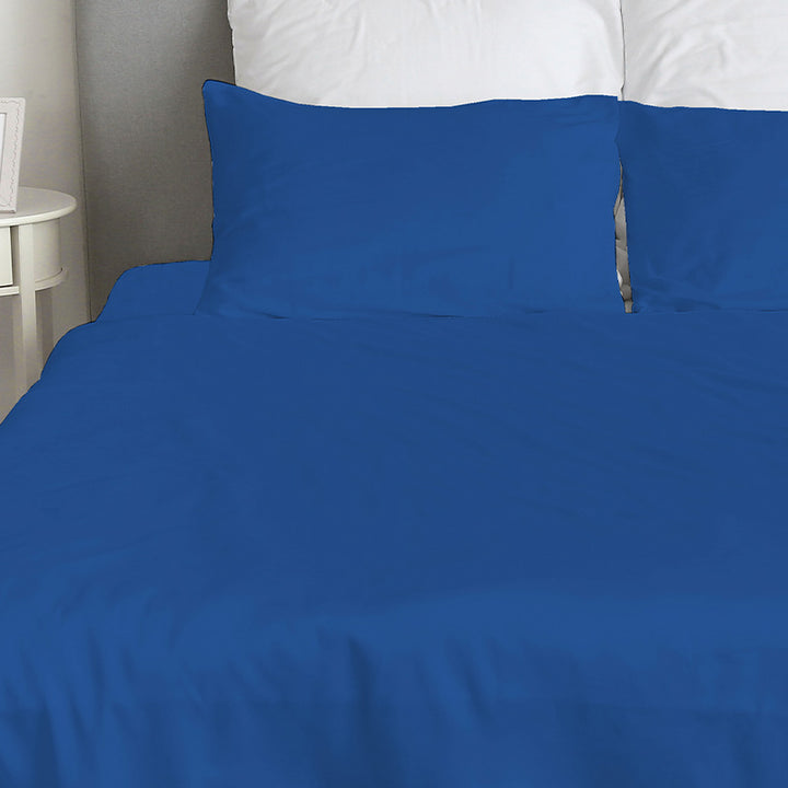 Zenoni & ColombiCompleto Lenzuola in 100% cotone alta qualità Blu Royal Grande vendita