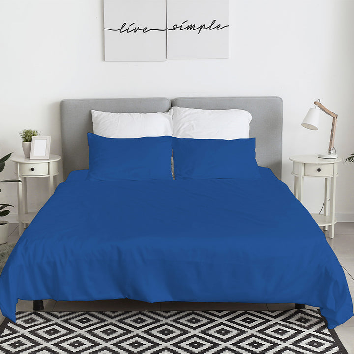 Zenoni & ColombiCompleto Lenzuola in 100% cotone alta qualità Blu Royal Grande vendita