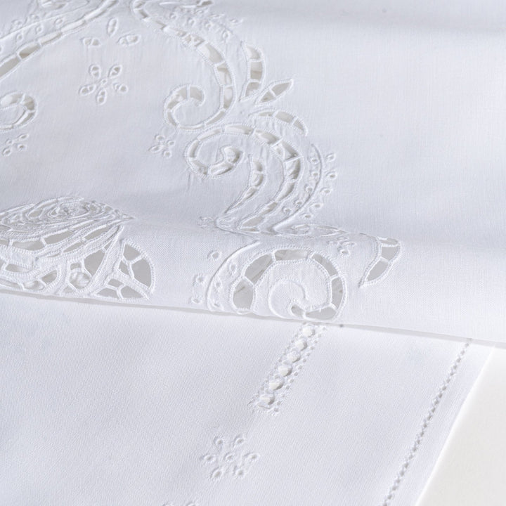 Zenoni & ColombiCoppia di Tende ricamate a mano in misto Lino Made in Italy variante Mary's Rose Grande vendita