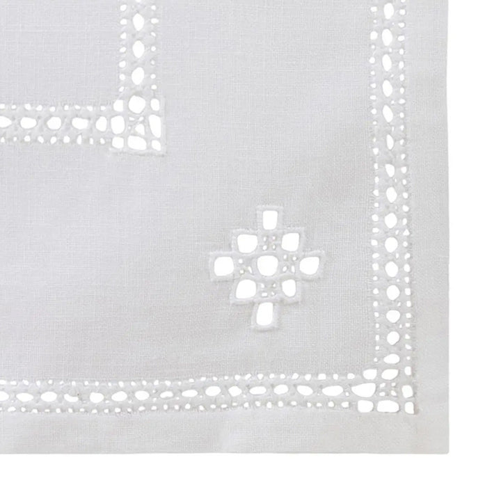 Zenoni & ColombiRunner ricamato a mano in misto Lino e Cotone Made in Italy Punto antico toscano Offerte