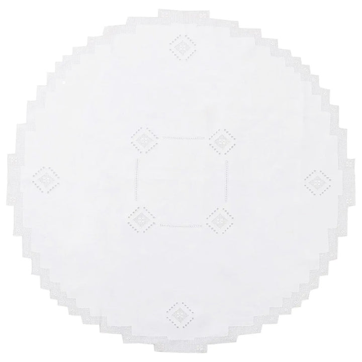 Zenoni & ColombiCentrino centrotavola rotondo ricamato a mano in puro Lino Made in Italy variante Etruria Italia
