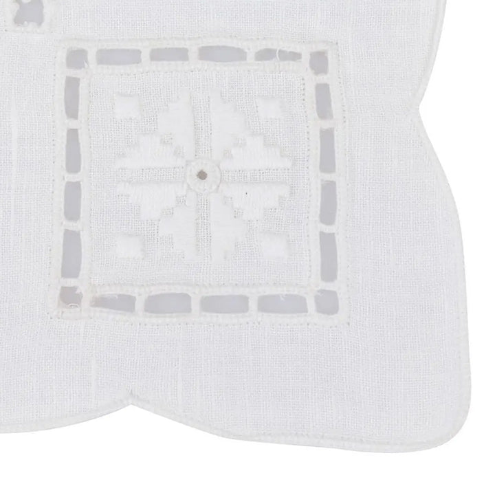 Zenoni & ColombiCentrino ricamato a mano in Lino Made in Italy variante Punto antico italiano (2 pezzi) In Linea