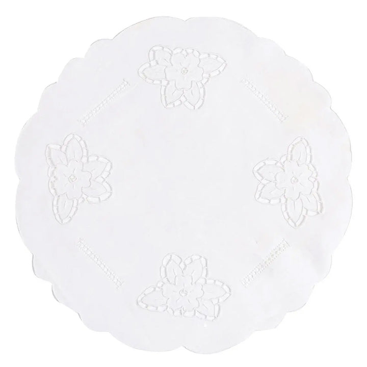 Zenoni & ColombiCentrino centrotavola rotondo ricamato a mano in misto Lino e Cotone Made in Italy variante Vanessa Vendita