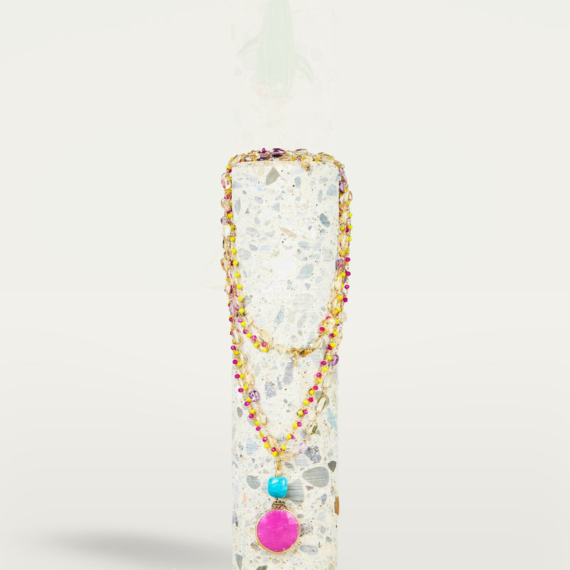 ALMALA COLLANA ROSARIO STONE | FUCSIA Saldi Di Fabbrica
