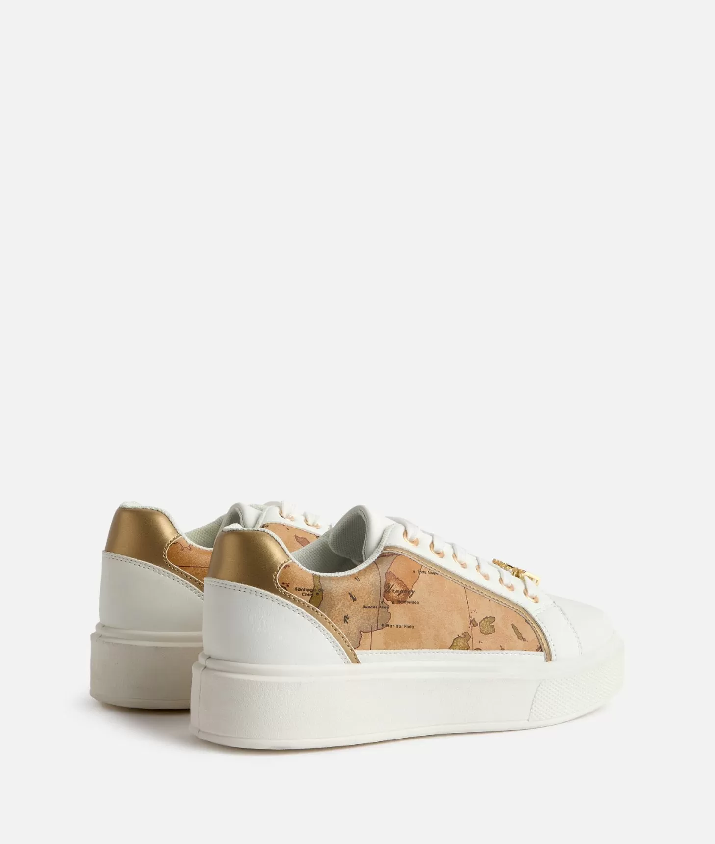 Alviero martini 1a classe Sneakers in eco nappa con passalaccio e inserti Geo Classic Bianche In Saldo