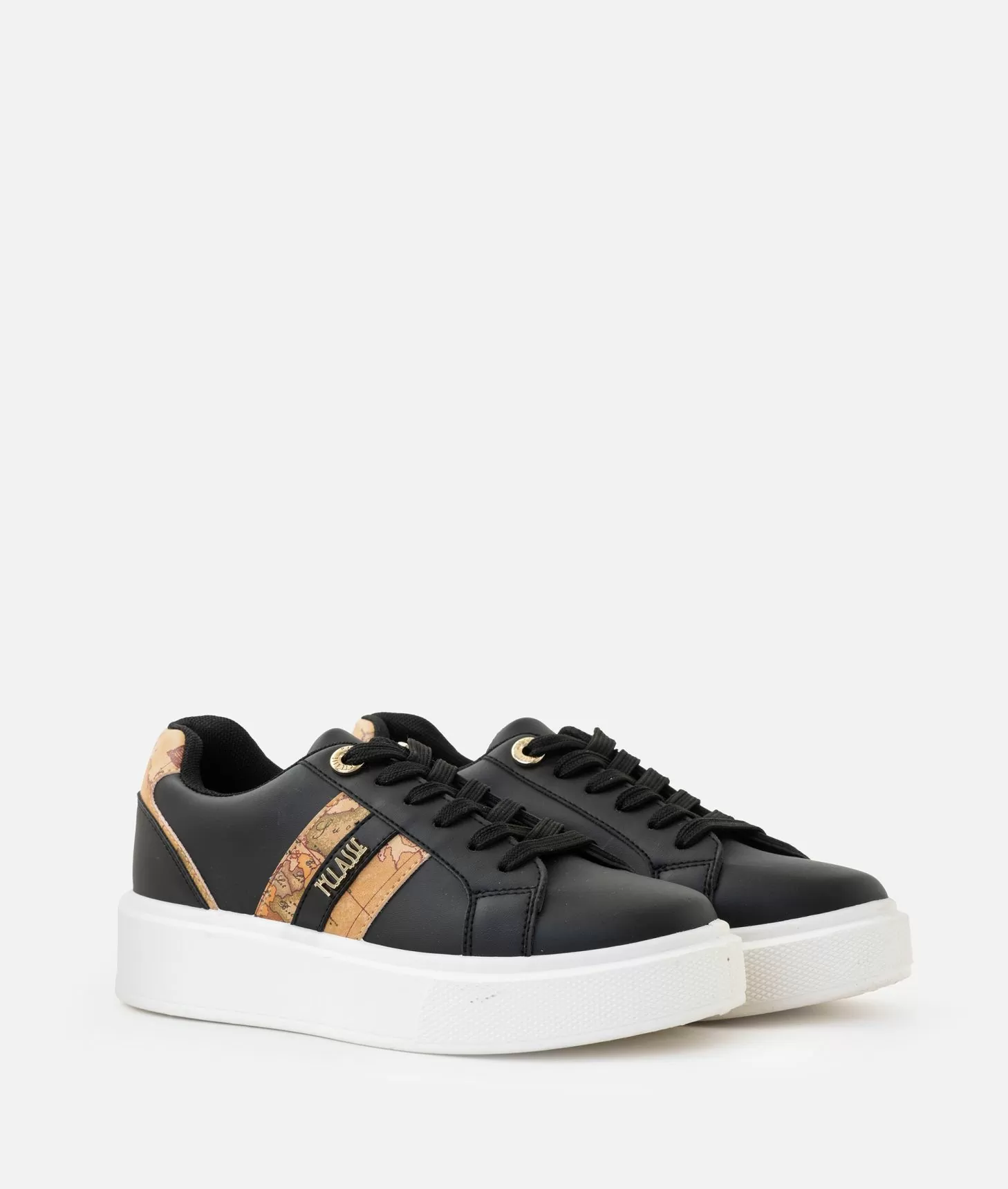Alviero martini 1a classe Sneakers in eco nappa con logo e bande Geo Classic Nere Nuova