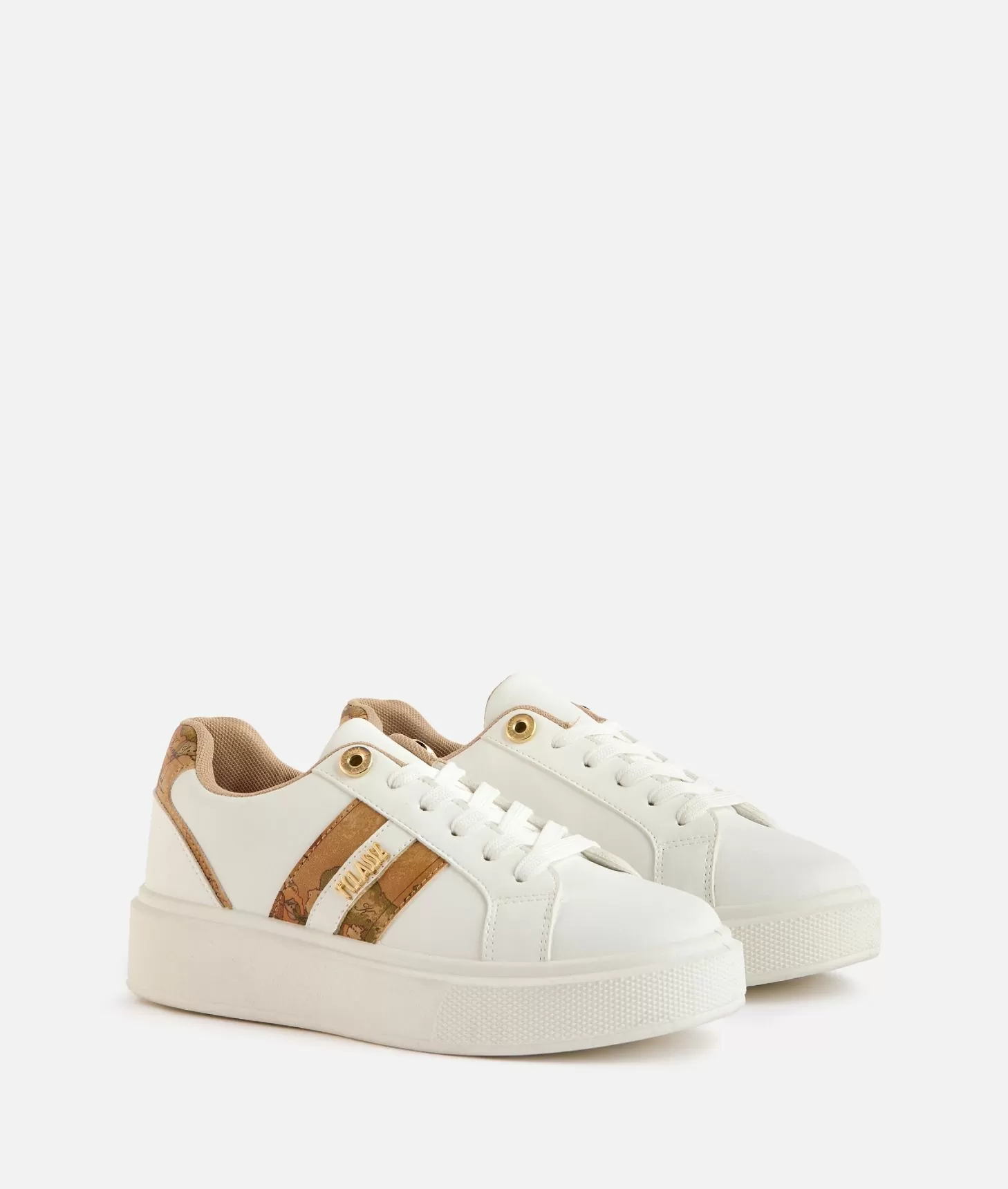 Alviero martini 1a classe Sneakers in eco nappa con logo e bande Geo Classic Bianche Moda