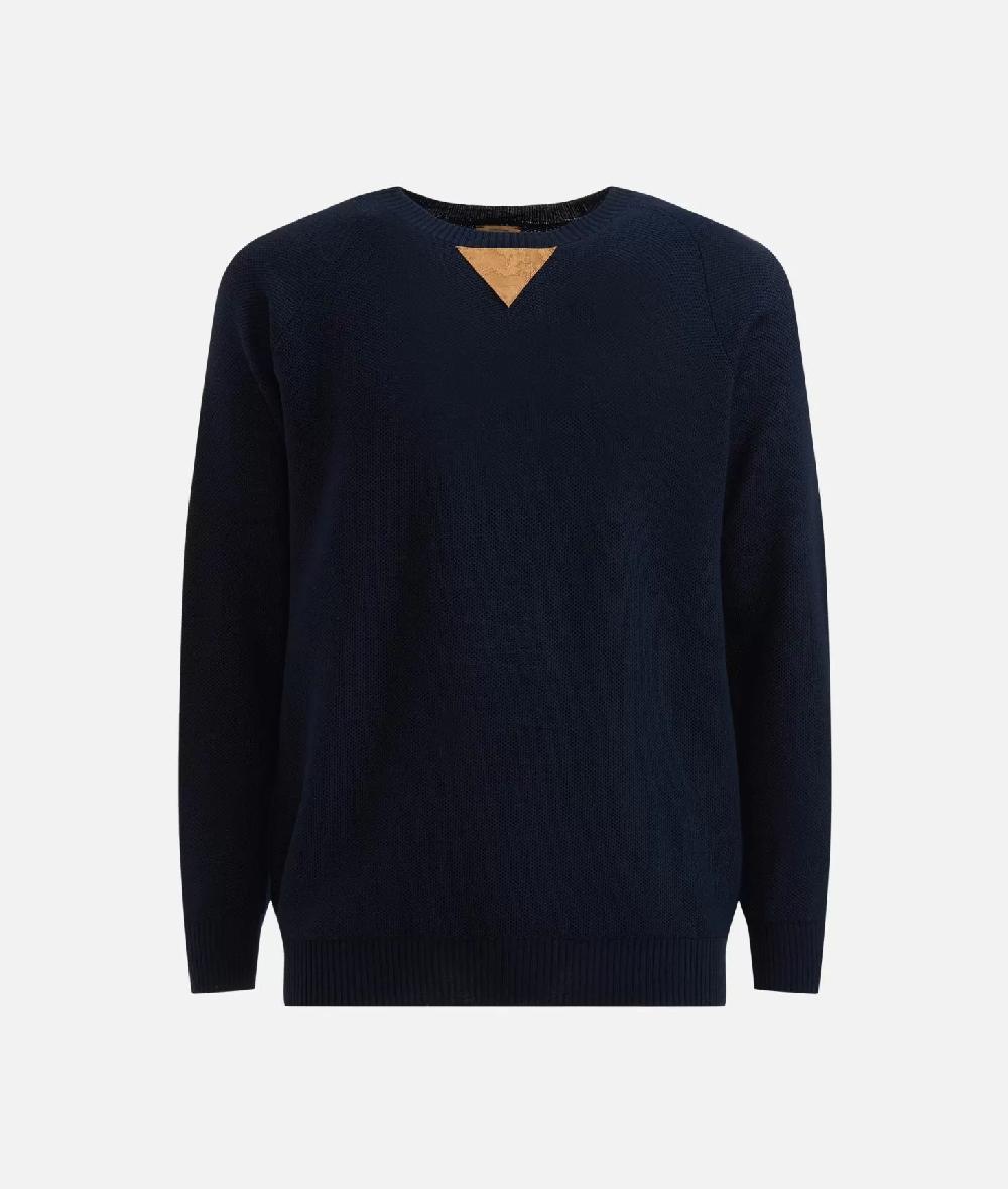 Alviero martini 1a classe Girocollo in filato misto lana con toppe Geo Classic Blu Notte Fino Al -60%