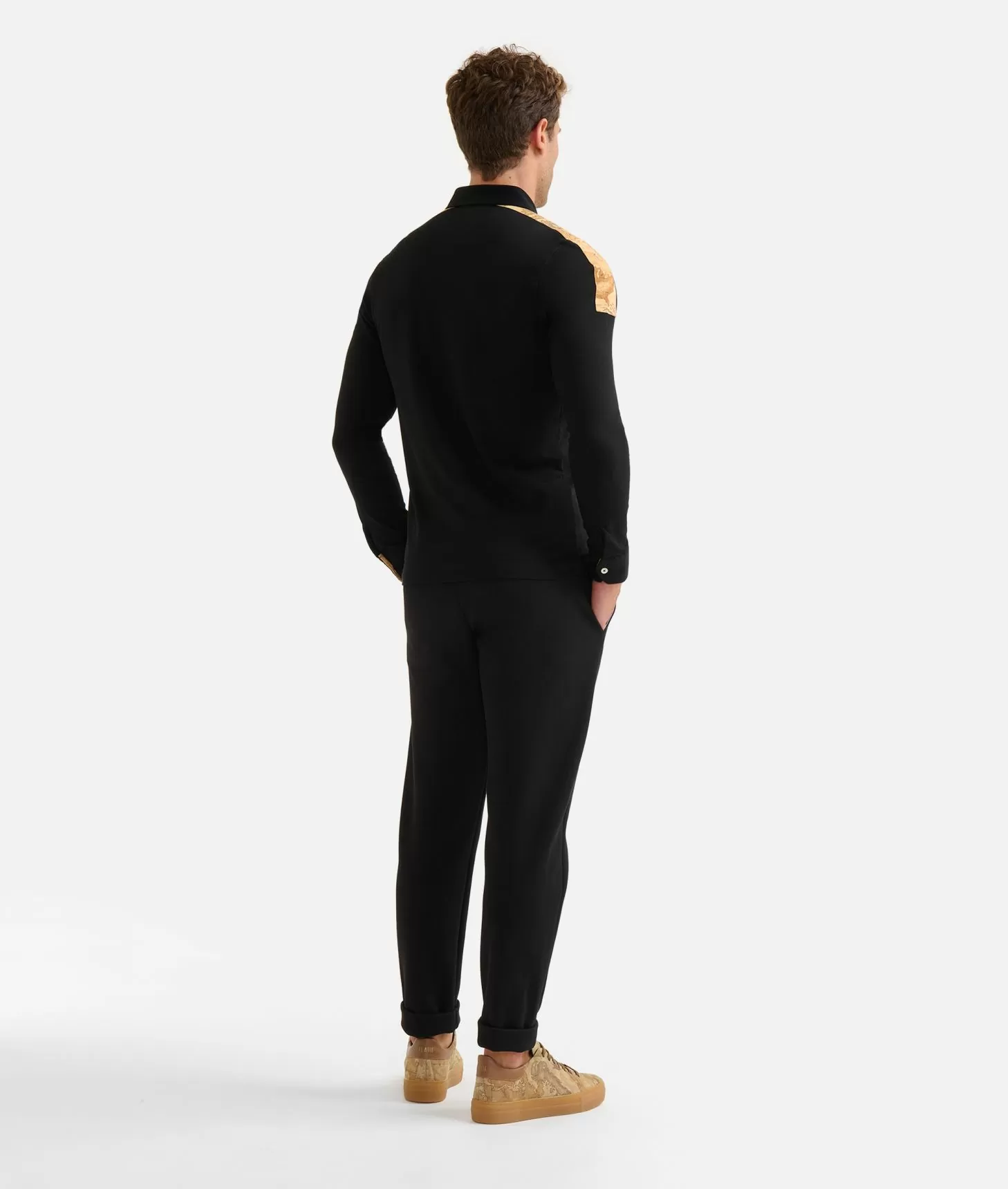 Alviero martini 1a classe Polo a maniche lunghe in cotone stretch Nera Negozio online di fabbrica