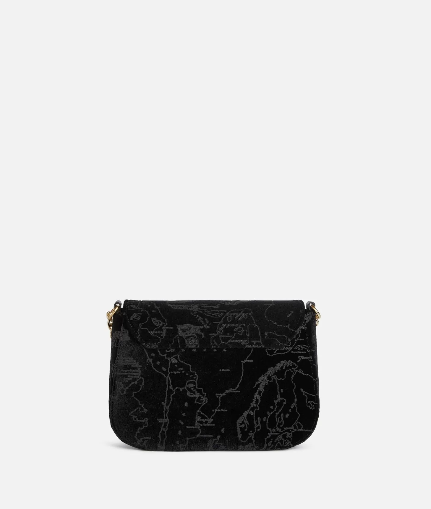 Alviero martini 1a classe Moments Bag tracolla con patta e catena in velluto Geo Filetto Nera Offerta settimanale