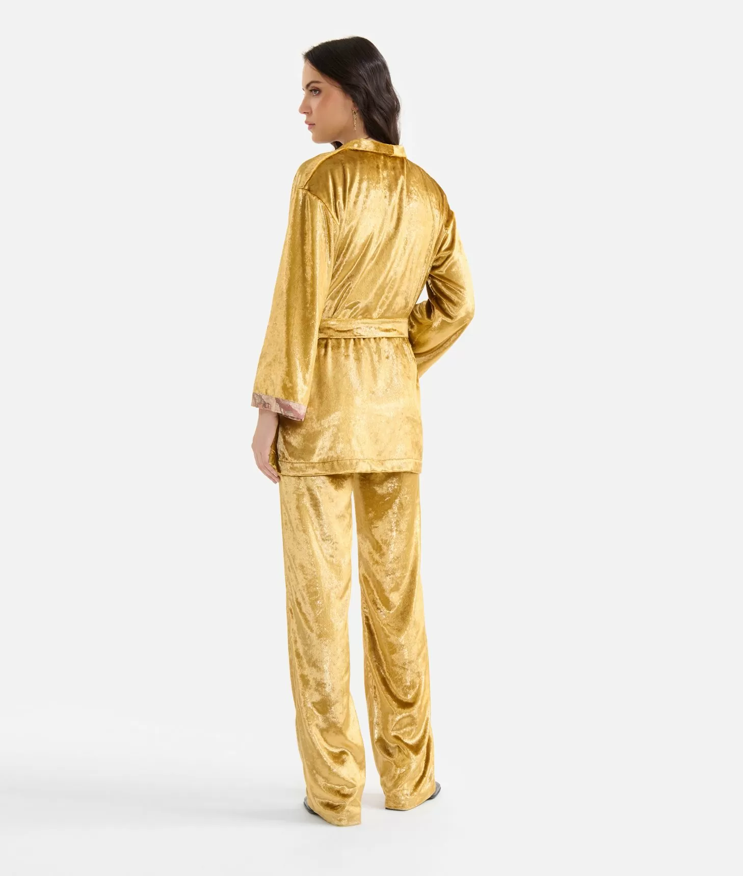 Alviero martini 1a classe Giacca kimono in velluto lurex special Oro Italy