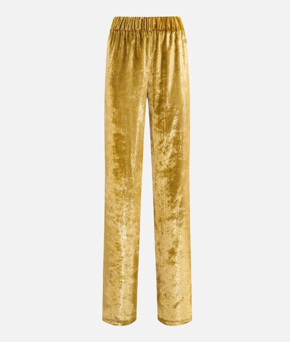 Alviero martini 1a classe Pantaloni palazzo in velluto lurex special Oro Italia