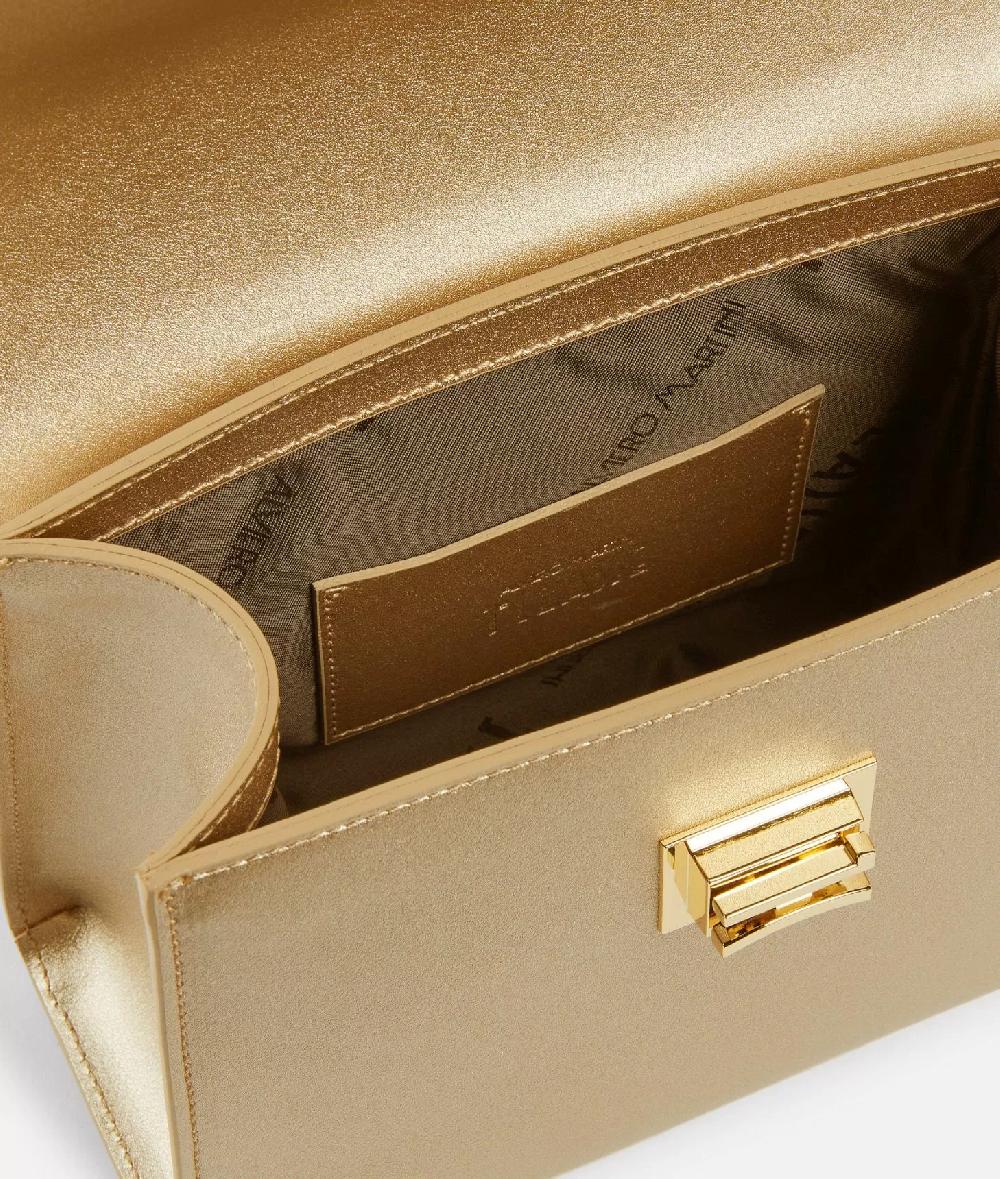 Alviero martini 1a classe Winter Spirit mini tote con tracolla in pelle laminata Oro Chiaro In Linea