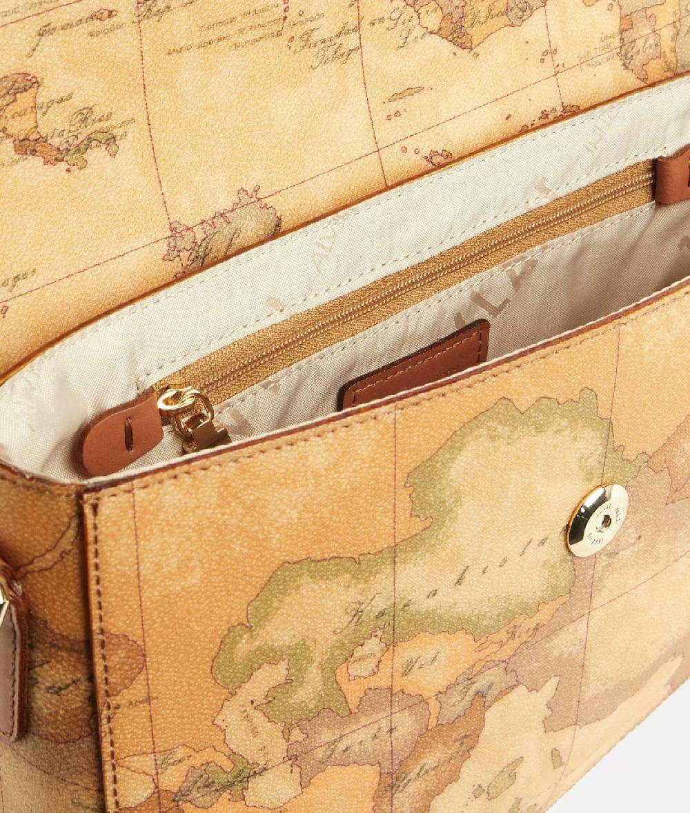 Alviero martini 1a classe Borsa a tracolla con patta in tessuto stampa Geo Classic Naturale Novità