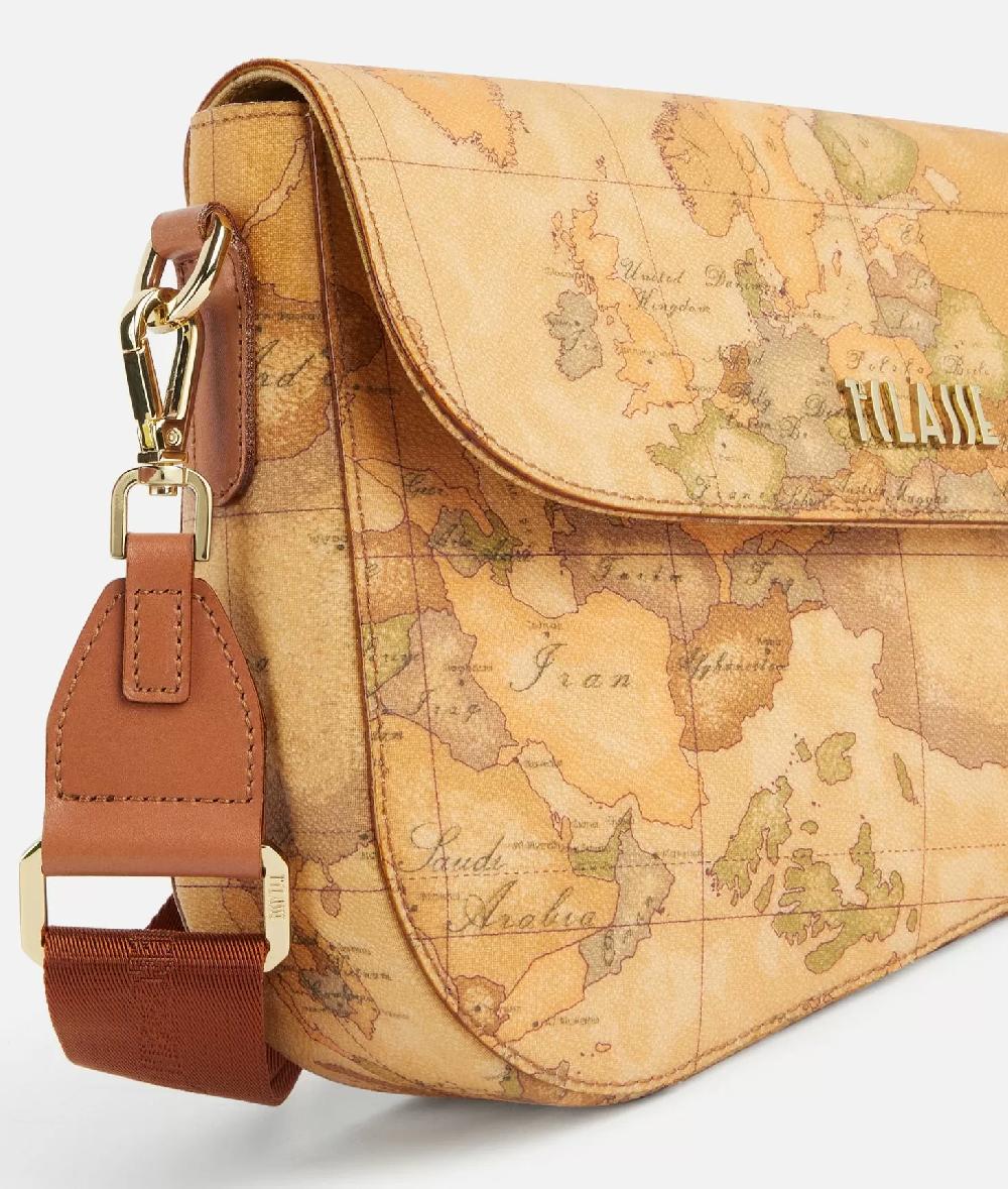 Alviero martini 1a classe Borsa a tracolla con patta in tessuto stampa Geo Classic Naturale Novità