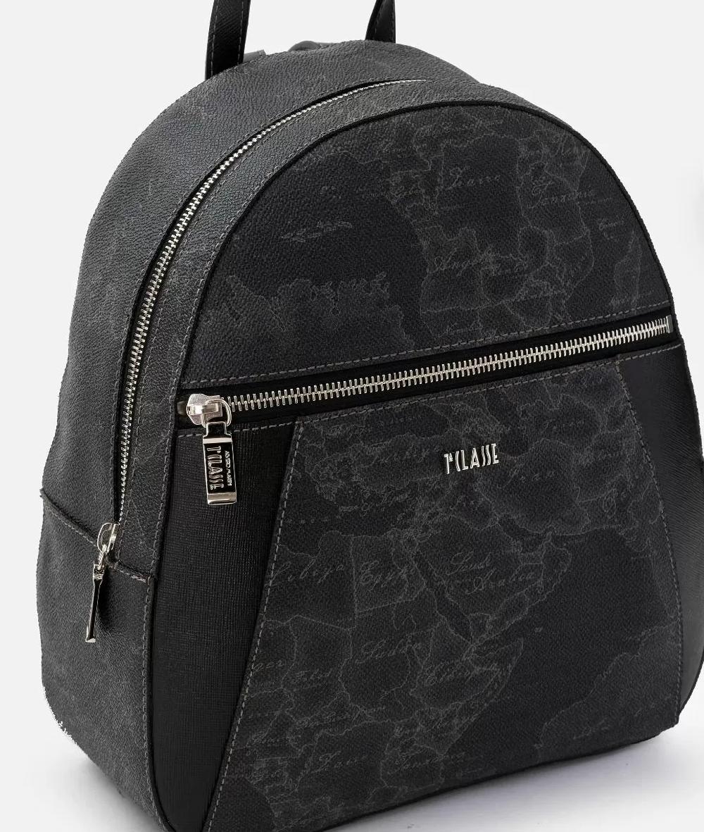 Alviero martini 1a classe Geo Black zaino con inserti frontali in pelle Sconto di tempo limitato