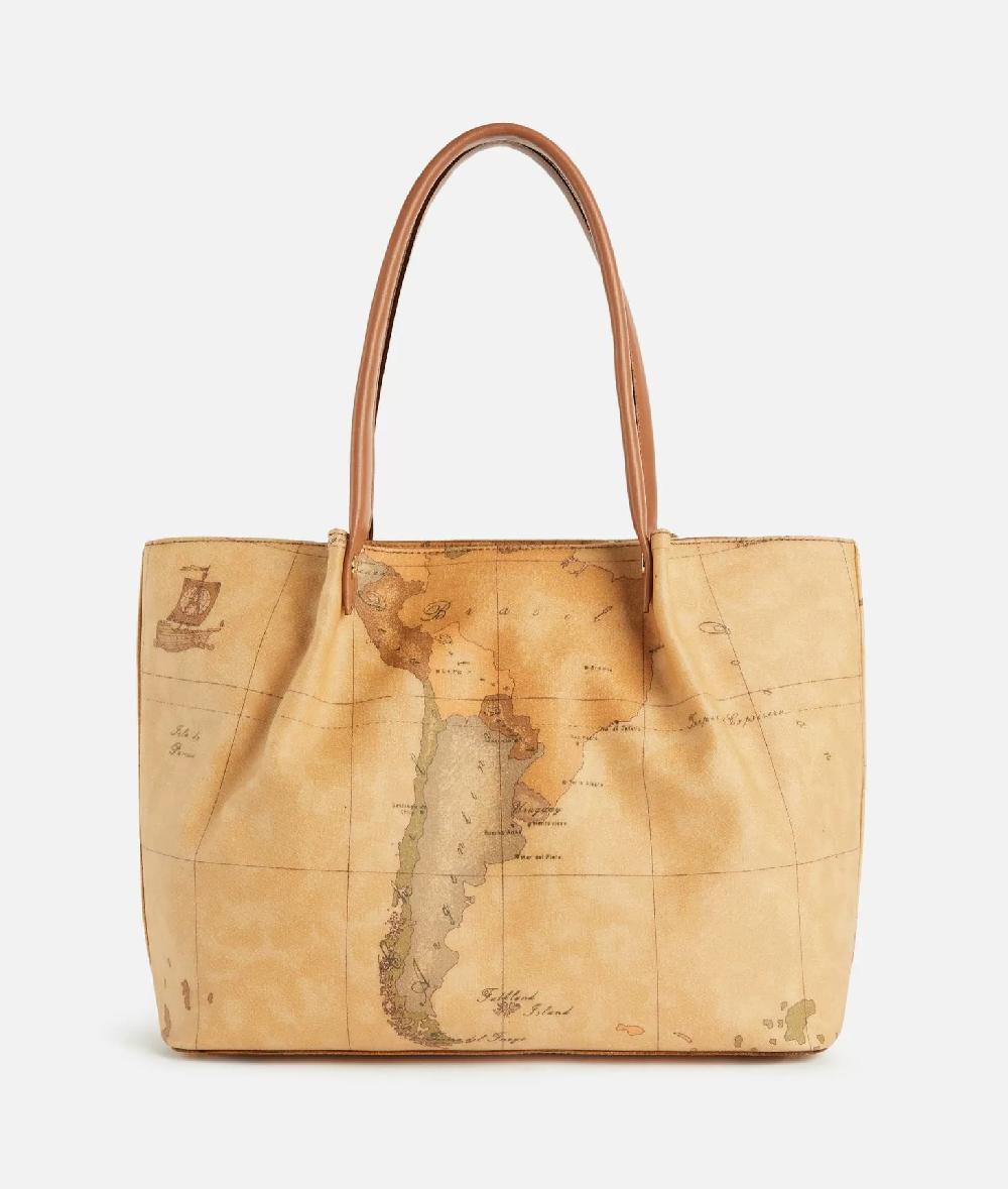 Alviero martini 1a classe Borsa shopping in tessuto stampa Geo Classic Naturale Smaltimento dello stoccaggio