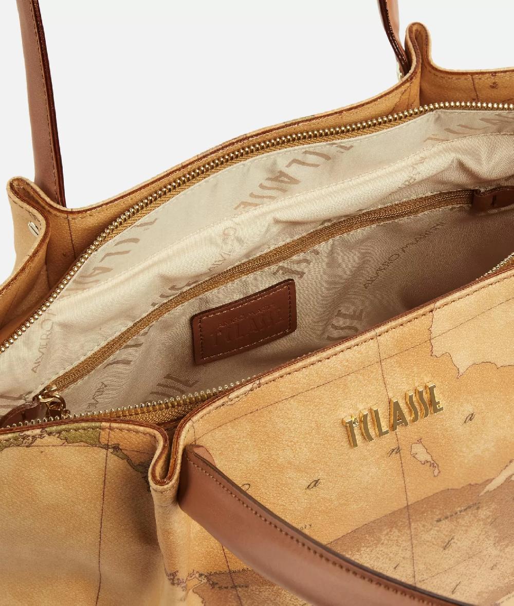 Alviero martini 1a classe Borsa shopping in tessuto stampa Geo Classic Naturale Smaltimento dello stoccaggio