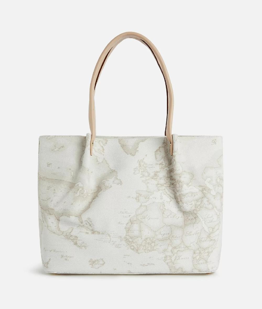 Alviero martini 1a classe Borsa shopping in tessuto stampa Geo White Bianca Vendita calda