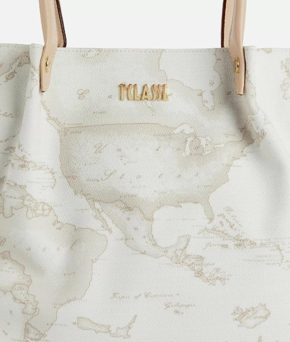 Alviero martini 1a classe Borsa shopping in tessuto stampa Geo White Bianca Vendita calda